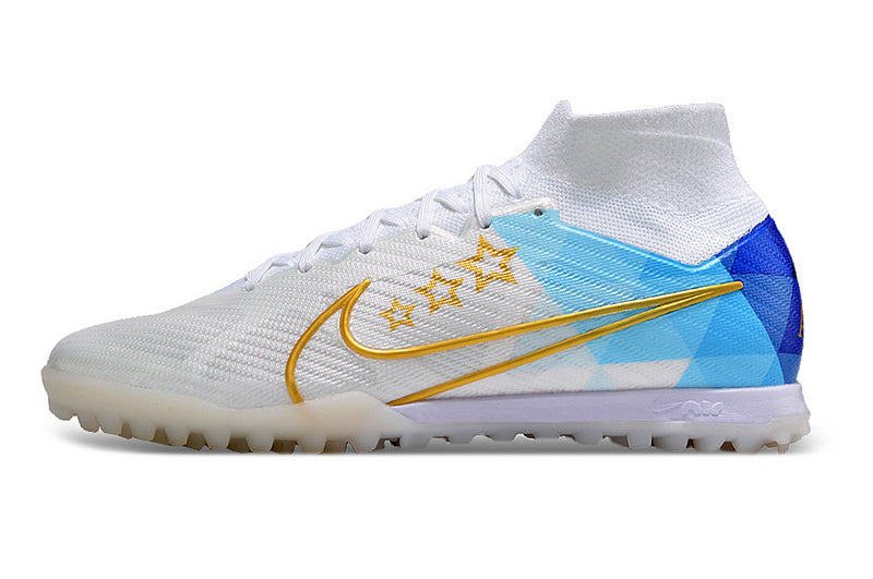CHUTEIRA NIKE MERCURIAL AIR ZOOM SUPERFLY 9 ELITE SOCIETY "ENZO FERNANDEZ" - BRANCA E AZUL