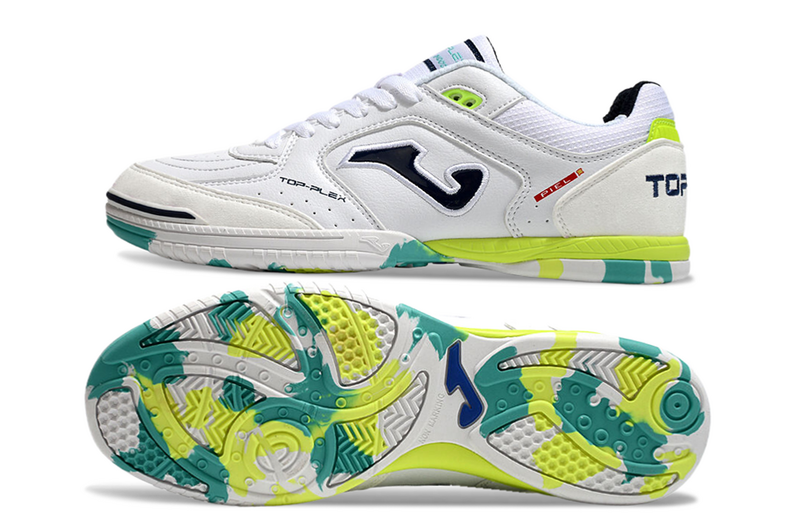 CHUTEIRA JOMA TOP FLEX FUTSAL - BRANCA E VERDE