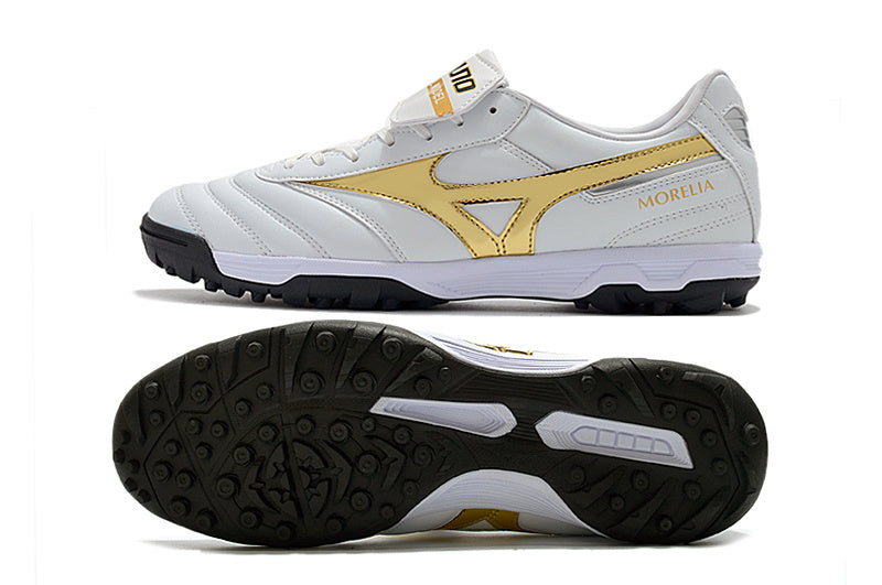 CHUTEIRA MIZUNO MORELIA II SOCIETY - BRANCA E DOURADA